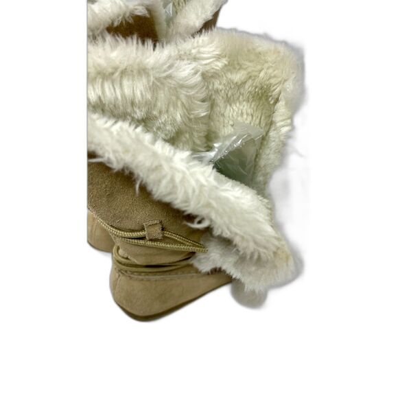 AirWalk 9.5M SlipOn Suede Leather Faux Fur Lined Winter Tan Boots Grip Sole - Picture 8 of 9